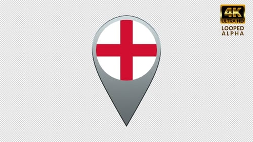 3D Rotating Pin Icon with England Flag