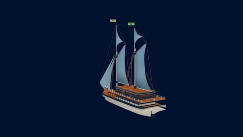 3D Sailboat Animation Rotating with Alpha Channel