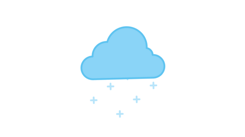 Flat Design Cloud with Falling Snow Animation