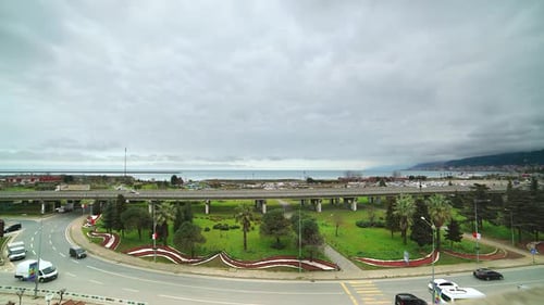 8K Traffic Of Bridge Junction In The City