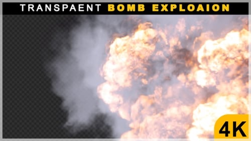 Film Style 3D Render Boom Explosion With Smoke Animation On Transparent Background