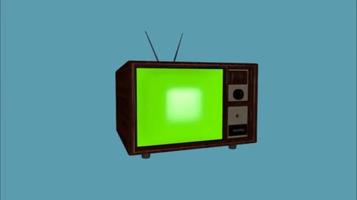 Rotating Retro Television with Green Screen Display