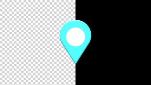 3D Map Location Pin Cyan V8