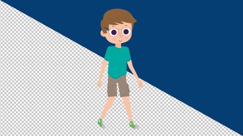 Animated Boy Walking in Flat Design Style