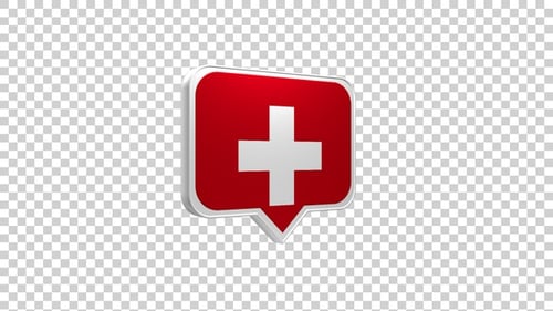 Animated 3D Medical Cross Speech Bubble Icon