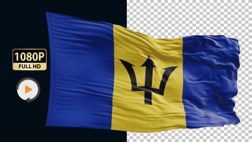 Barbados National Flag Waving Seamless Loop