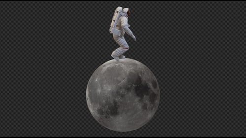 Running Astronaut in Moons Surface