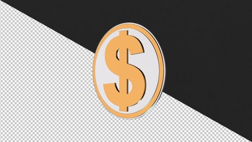 Golden Dollar Coin 3D Rotating Animation
