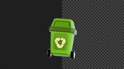 Rotating Green 3D Recycling Bin for Environment Projects
