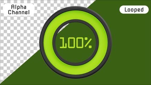 Futuristic 3D Circle Progress Bar with Percentage Counter | Alpha Channel