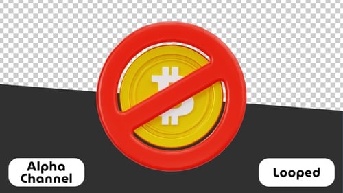 Ban Of Bitcoin 3D Animated | Alpha Channel