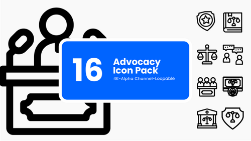 Animated Legal and Advocacy Line Icon Set