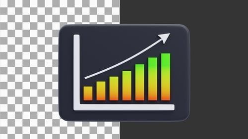 3D Animation of Business Financial Growing | Alpha Channel