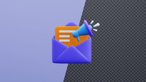 3D Email Marketing Icon with Megaphone Announcement