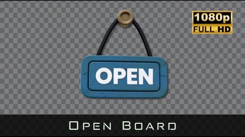 Swinging 3D Open Sign Animation Loop