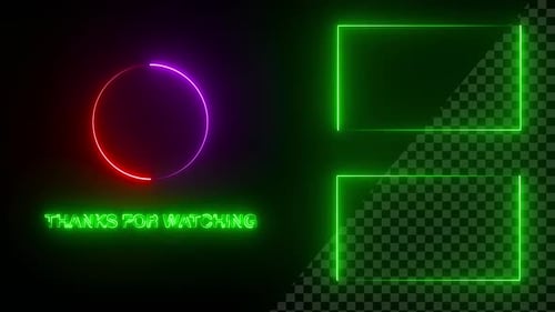 Youtube End Screen Neon Frame Green V7