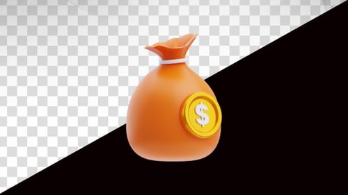 Animated 3D Money Bag with Dollar Sign Rotation