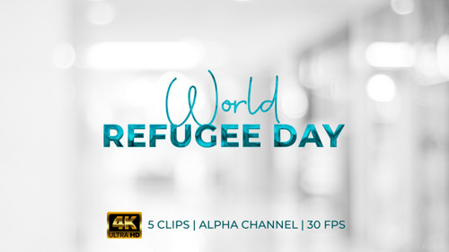 Animated World Refugee Day Text Reveal in Metallic Style