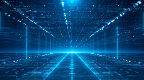 Futuristic Digital Grid Data Stream Reveal Animation