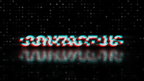 Reflection Glitch Text "Contact Us" With Blink Dot Animation