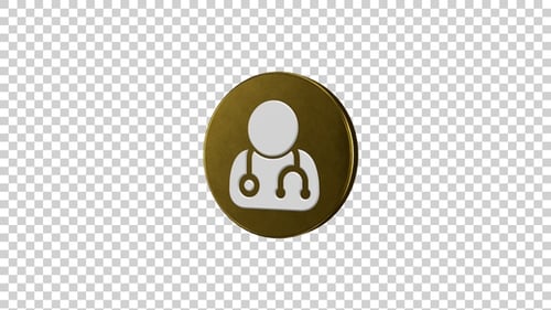 Animated Gold Doctor Medical Icon Rotation