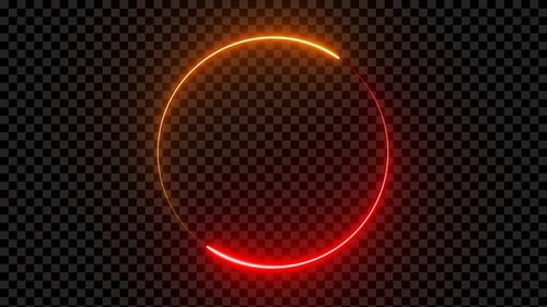 Marco de neón con forma de círculo rojo y dorado Loop V6