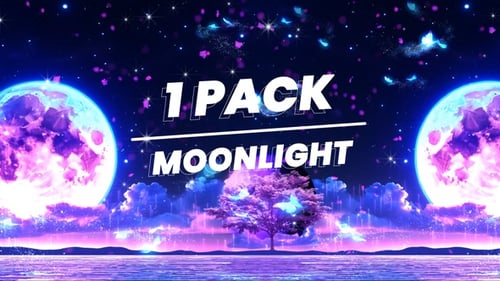 Moonlight Fantasy Landscape with Glowing Butterflies