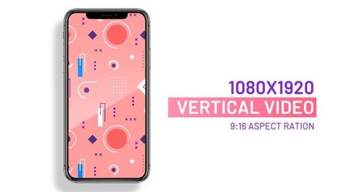 Memphis style looping geometric background pattern vertical video for social media posts