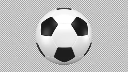 Animated 3D Soccer Ball Rotating Loop with Alpha Channel