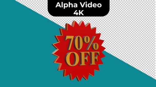 Animated 3D 70% Off Rotating Sales Tag