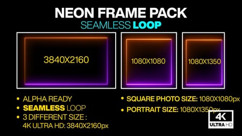 Gradient Neon Looping Frame Video Overlay Pack