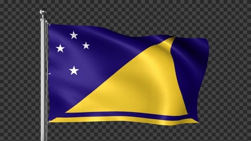 Realistic Waving Tokelau National Flag Loop on Pole