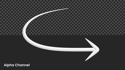 Animated White 3D Curved Arrow Pointing Right