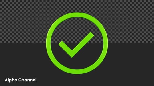 Animated 3D Green Checkmark Symbol for Success