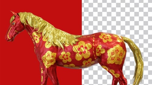 Animated Red and Gold Decorative Horse Loop for Lunar New Year