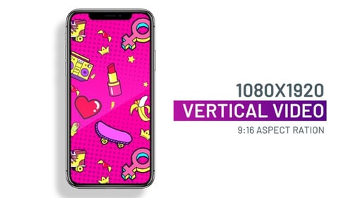 Seamless Looping Retro 90s Pop Art Vertical Background Animation