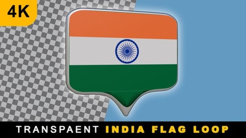 3D Rotating Indian Flag Speech Bubble Icon