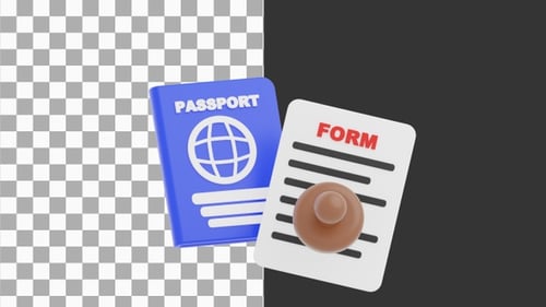 3D Animation of Visa Form Mockup | Alpha Channel