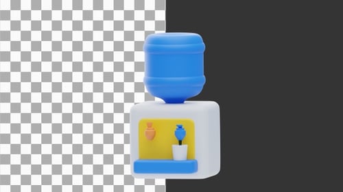 Animación 3D de un dispensador de agua fría y caliente con un diseño moderno | Alpha Channel