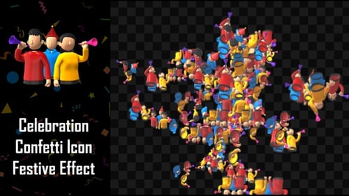 Playful 3D Party People Celebration Animation