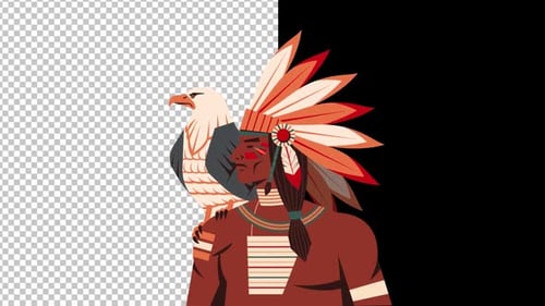 Indigenous Person with Eagle Flat Design Animation
