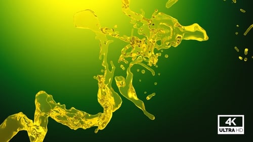 Dynamic Golden Yellow Liquid Fluid Splashes Transition with Alpha Channel