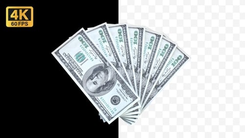 Animated Hundred Dollar Bills Fan Out Reveal