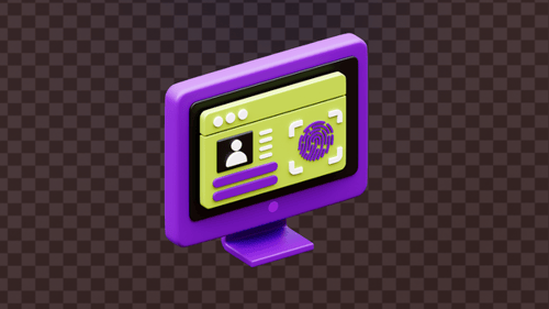 Animação de autenticação biométrica de impressão digital 3D na tela do computador