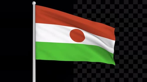 Waving National Flag of Niger with Alpha Channel