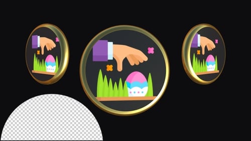 Animated Easter Egg Hunt Icon with Golden Border