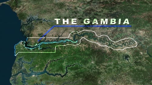 Animated Map Reveal of The Gambia Country Border