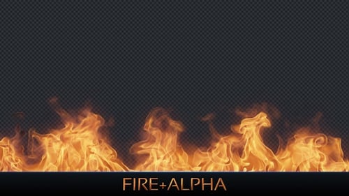 Seamless Burning Fire Flames On Alpha Background Channel Looped