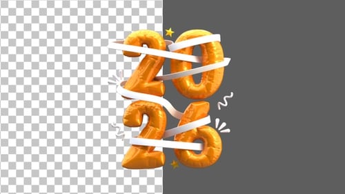 3D 2026 Balloons | Alpha Channel