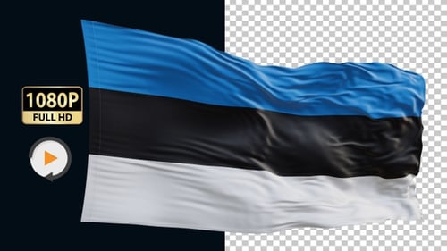 Realistic Waving Estonia National Flag Animation